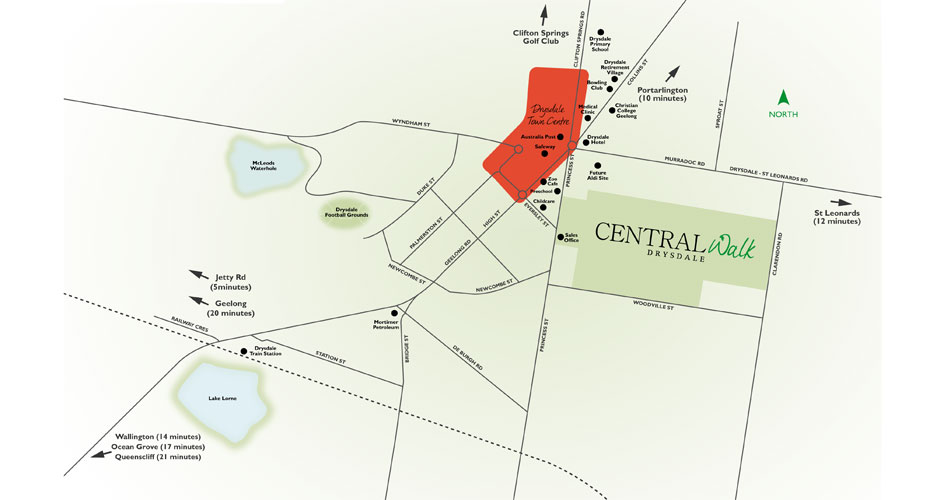 Location of Central Walk, Drysdale